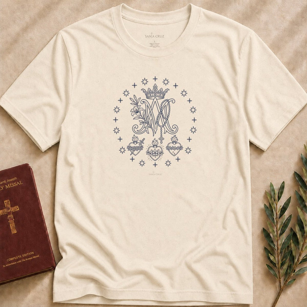 Auspice Maria - Three Sacred Hearts T-shirt - 78032516777554930943