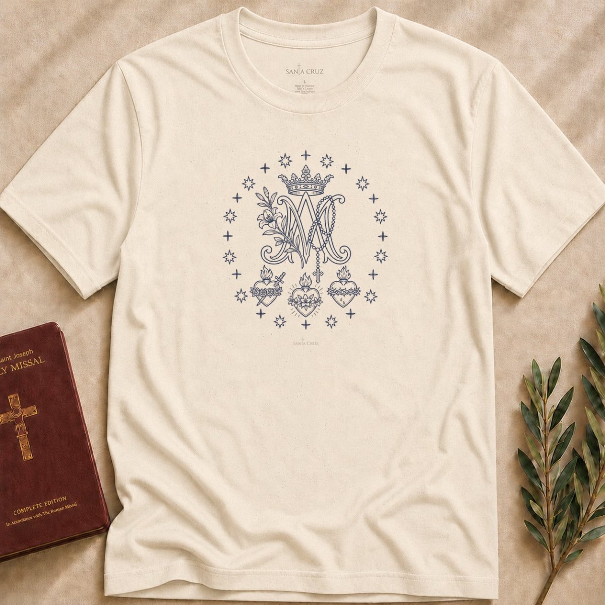 Auspice Maria - Three Sacred Hearts T-shirt - 78032516777554930943