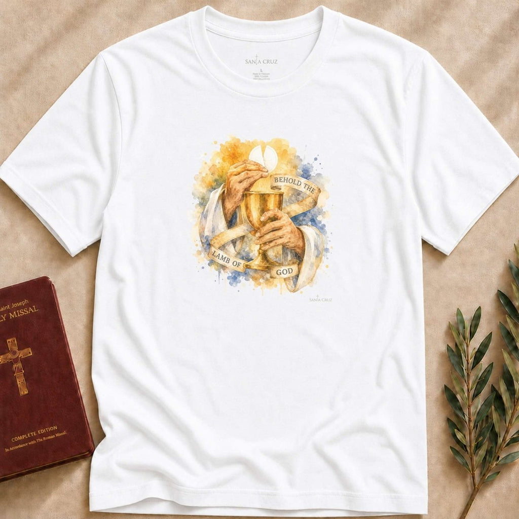 Behold T-shirt — Catholic t-shirt for women | Santa Cruz