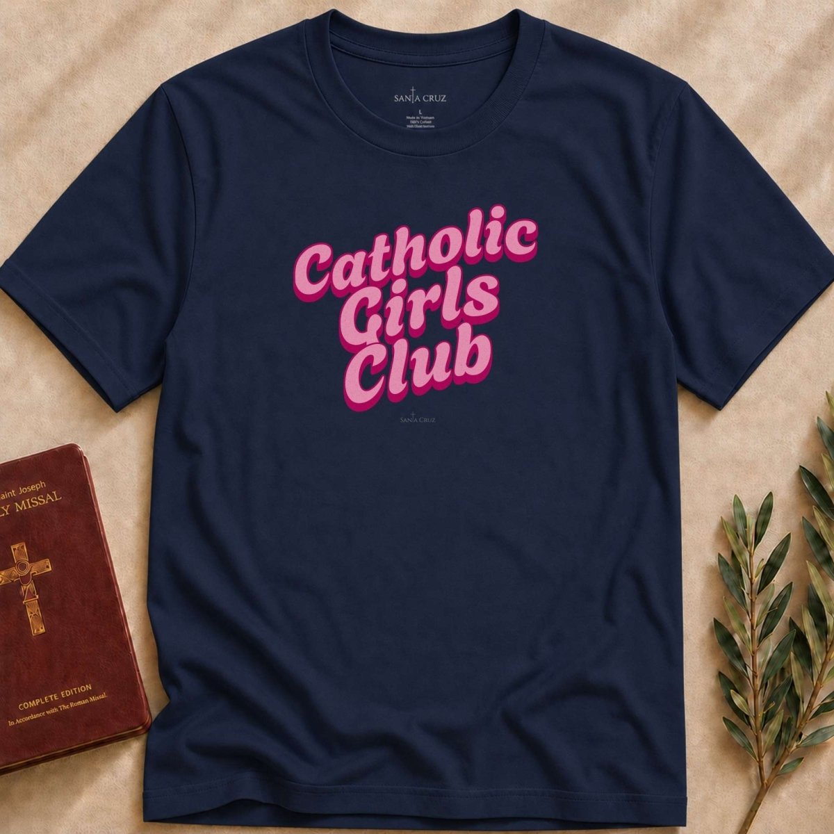 Catholic Girls Club Script T-shirt - 13606449918181697498