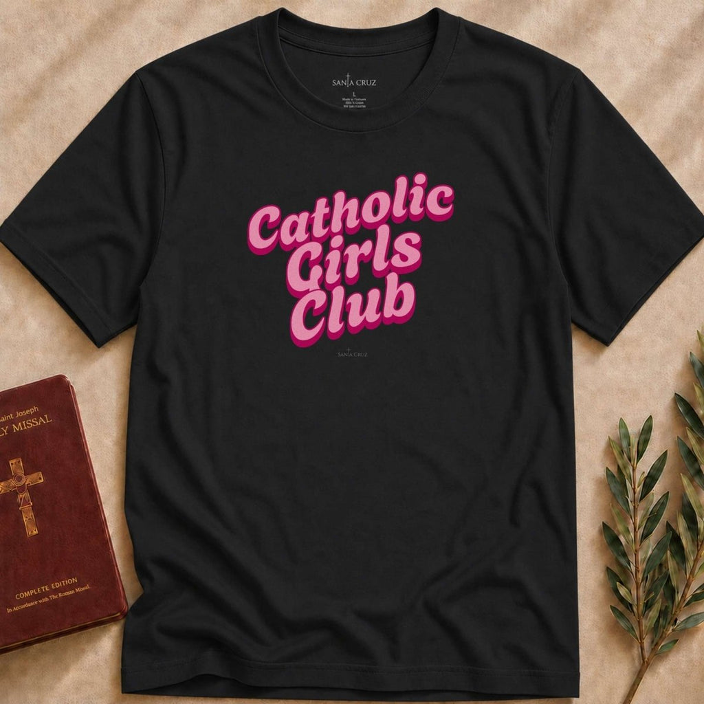 Catholic Girls Club Script T-shirt - 30980646920810737872