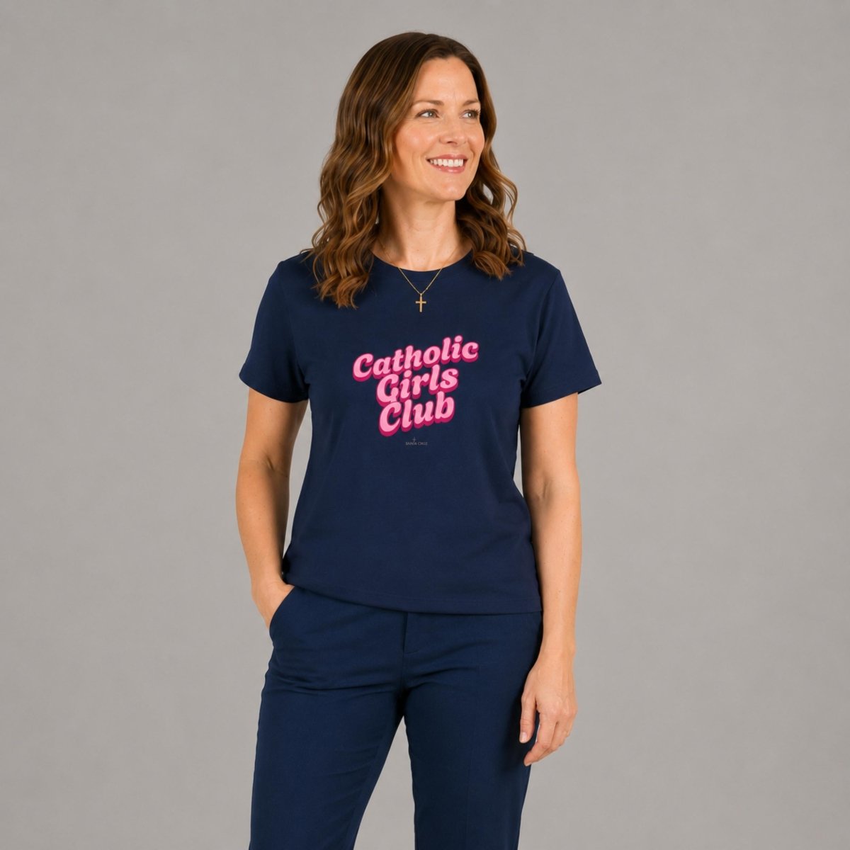 Catholic Girls Club Script T-shirt - 22639139991775526195