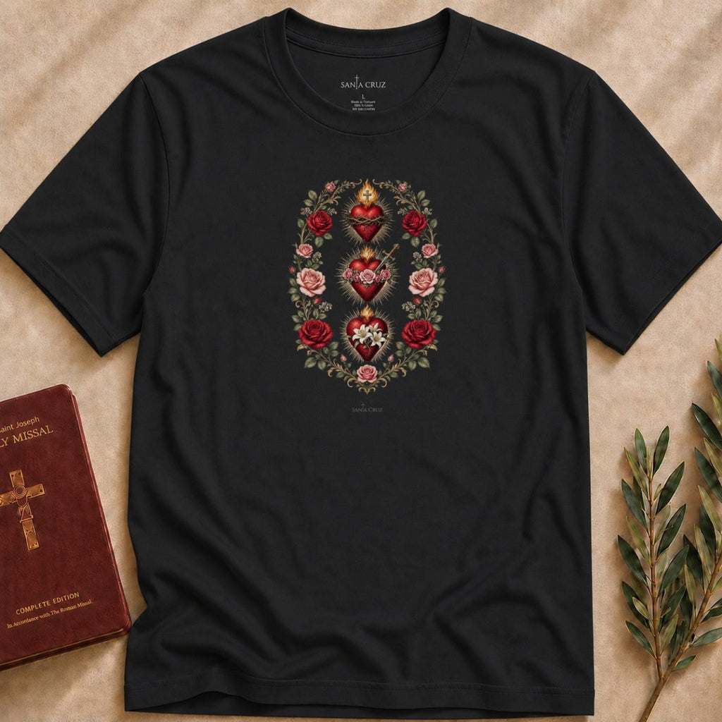 Holy Family Three Hearts T-shirt - 24828489938739265031