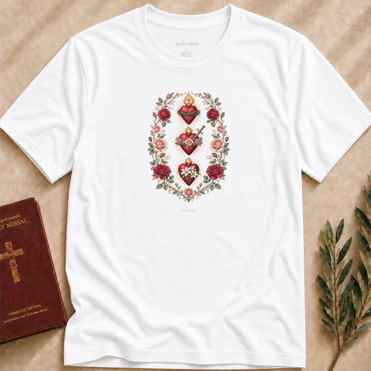 Holy Family Three Hearts T-shirt - 19388524324180930459
