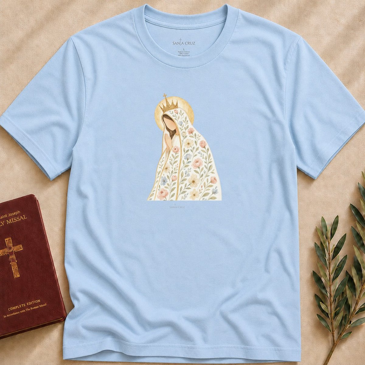 Our Lady of Fátima - Blossoming Mantle T-shirt - 31881816949289302419