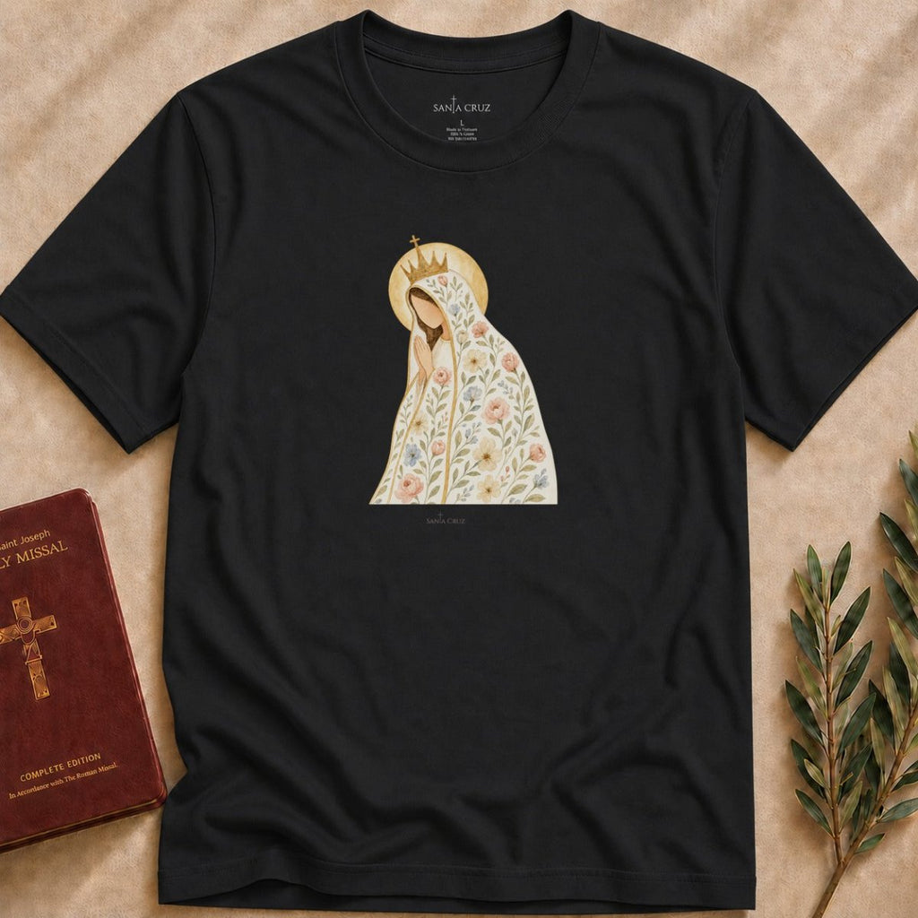 Our Lady of Fátima - Blossoming Mantle T-shirt - 94013012122349484900