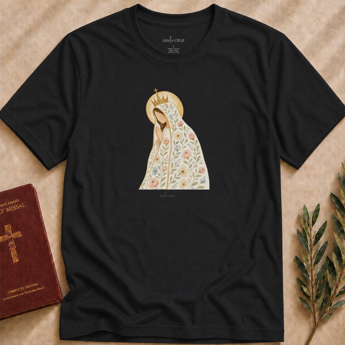 Our Lady of Fátima - Blossoming Mantle T-shirt - 94013012122349484900