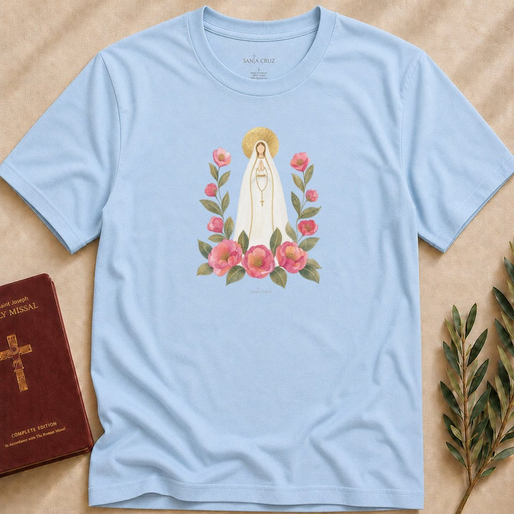 Our Lady of Fátima - Peony Garden T-shirt - 17801364430742579298