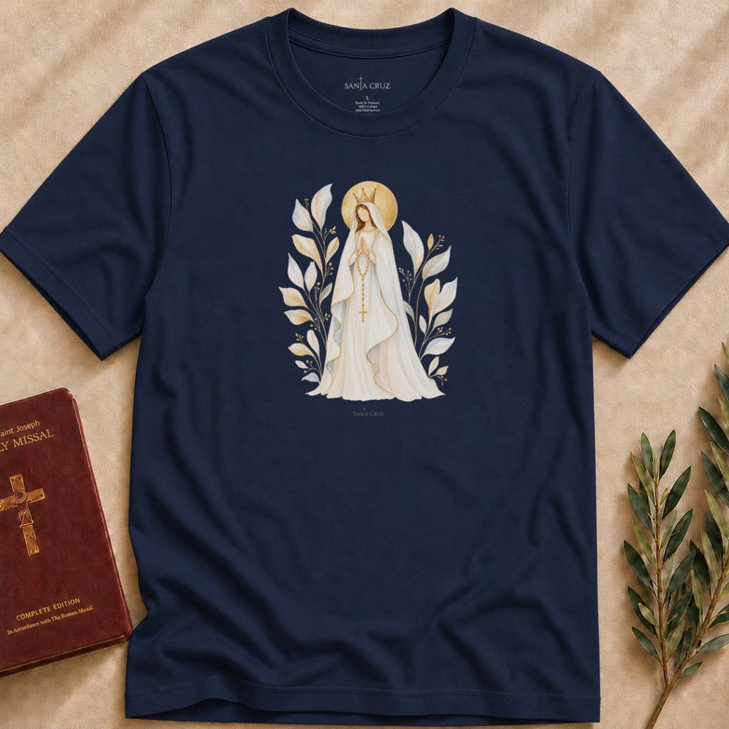 Our Lady of Fátima - Rosary and Crown T-shirt - 31122299056285344140