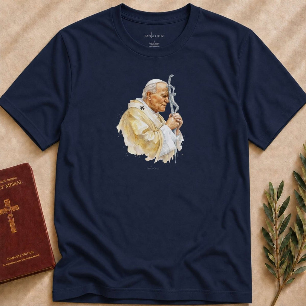 Pope John Paul II - Strength in Prayer T-shirt — Catholic t-shirt for women | Santa Cruz — photo 4