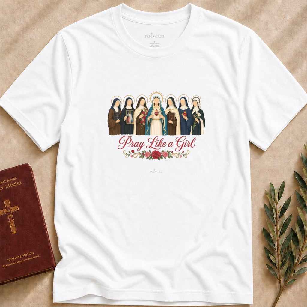 Pray Like a Girl Saints T-shirt - 93524140277093216985
