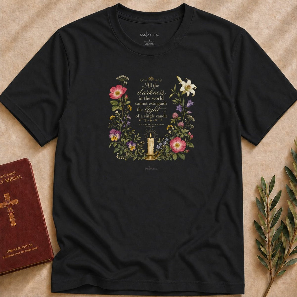 St. Francis of Assisi - Light of a Candle T-shirt - 27955092341382375240