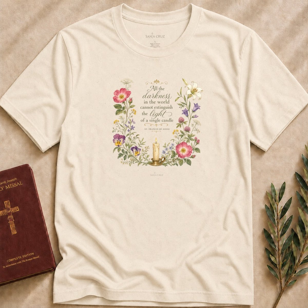 St. Francis of Assisi - Light of a Candle T-shirt - 22592768438129573767