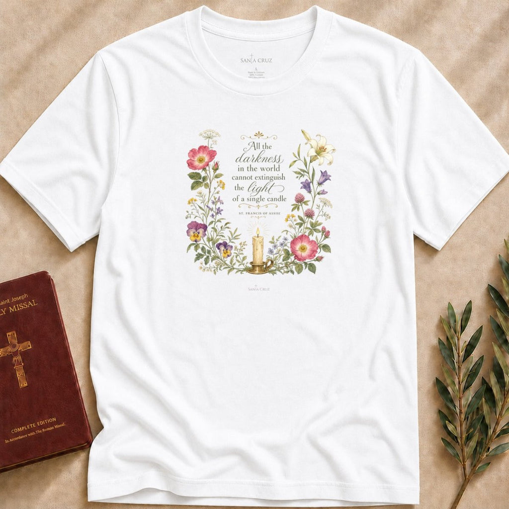 St. Francis of Assisi - Light of a Candle T-shirt - 27333608263609801350