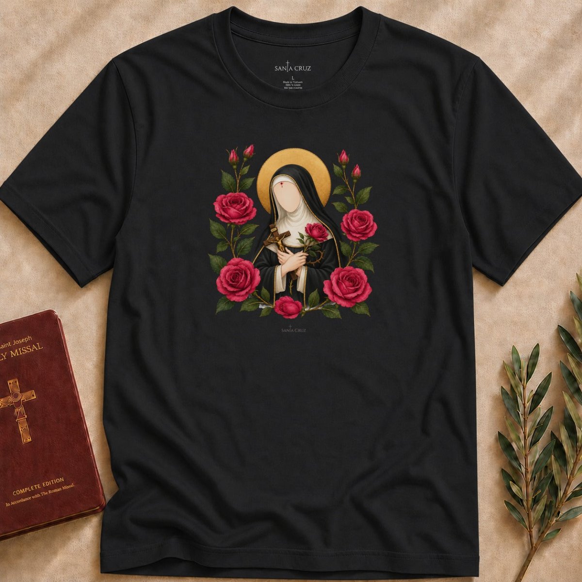 St. Rita of Cascia - Rose of the Impossible T-shirt - 90123027357479621893