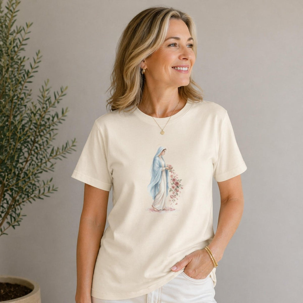Virgin Mary - Grace in Bloom T-shirt - 31960230944149641067