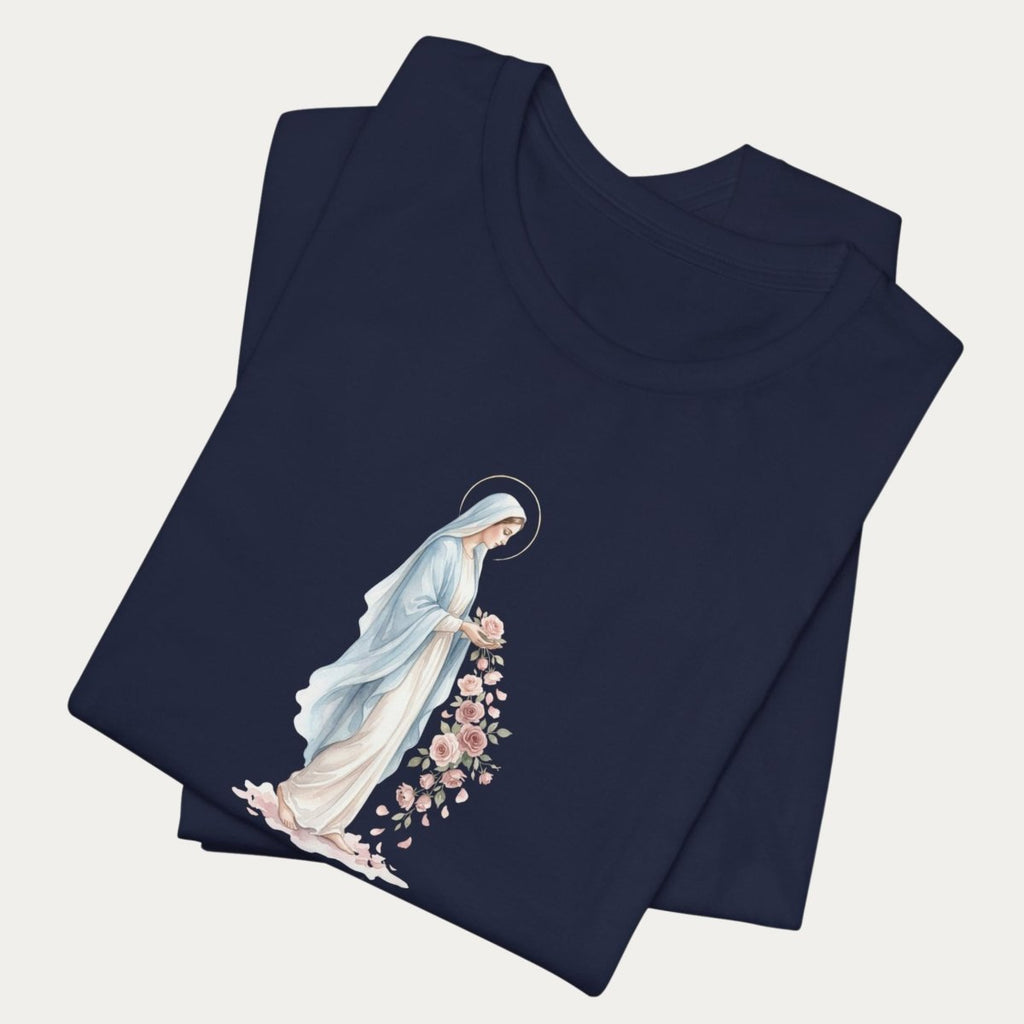 Virgin Mary - Grace in Bloom T-shirt - 16370539288309587090